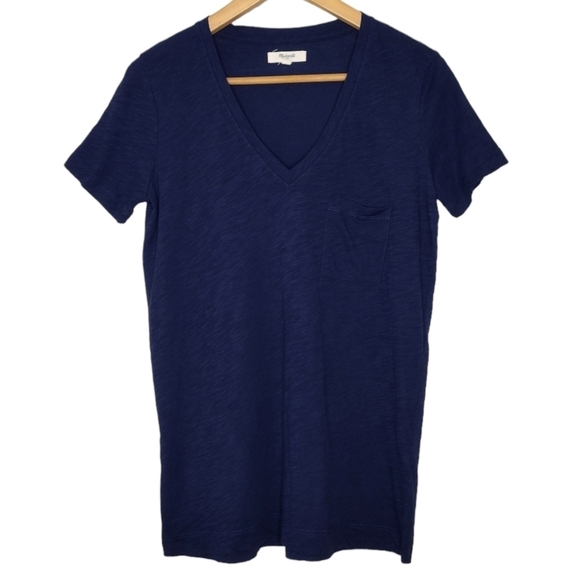 Madewell Tops - Madewell Women's Cotton Blue Short Sleeve V-Neck T-Shirt Basic Top